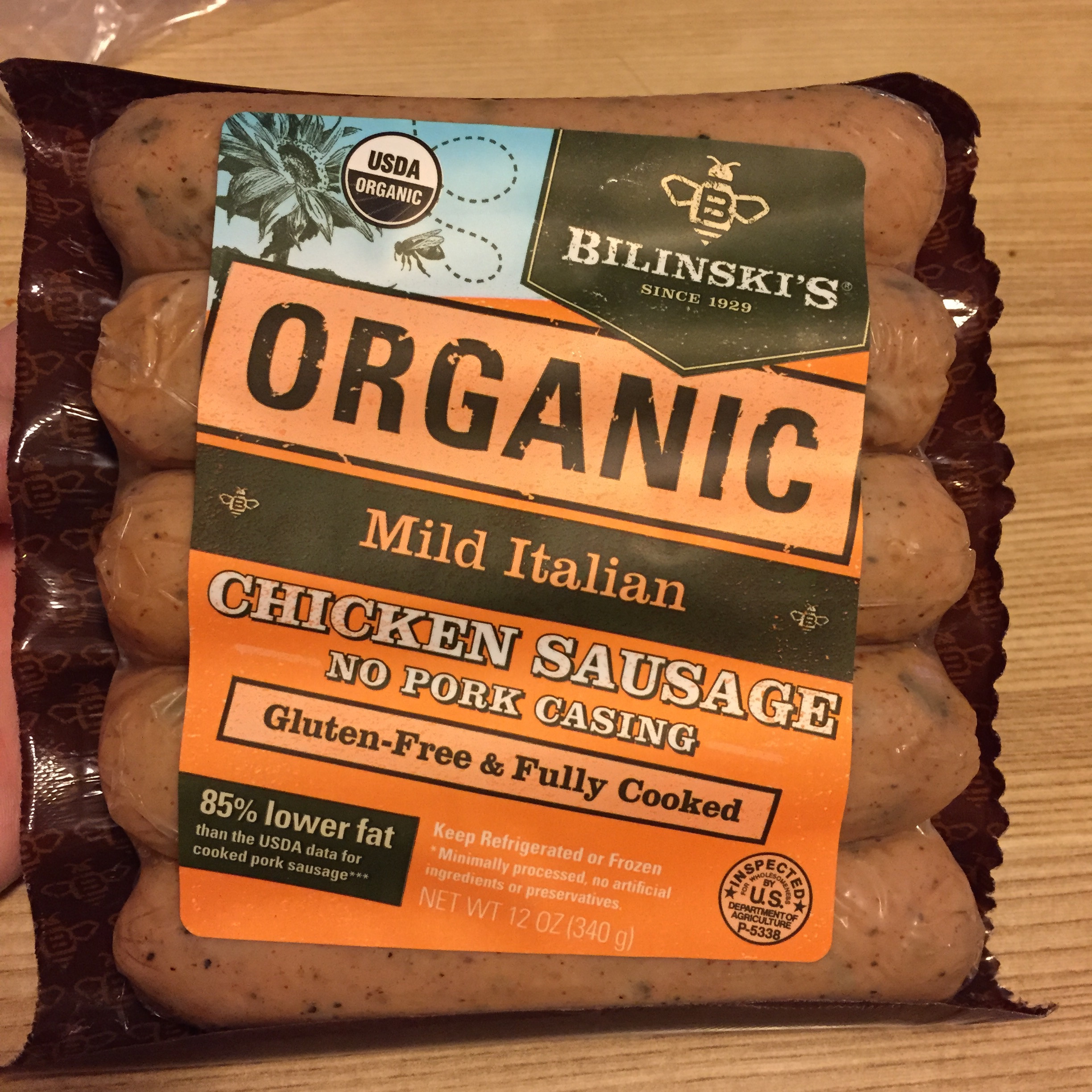 Bilinski Organic Chicken Sausage
 Whole 30 – Week 2