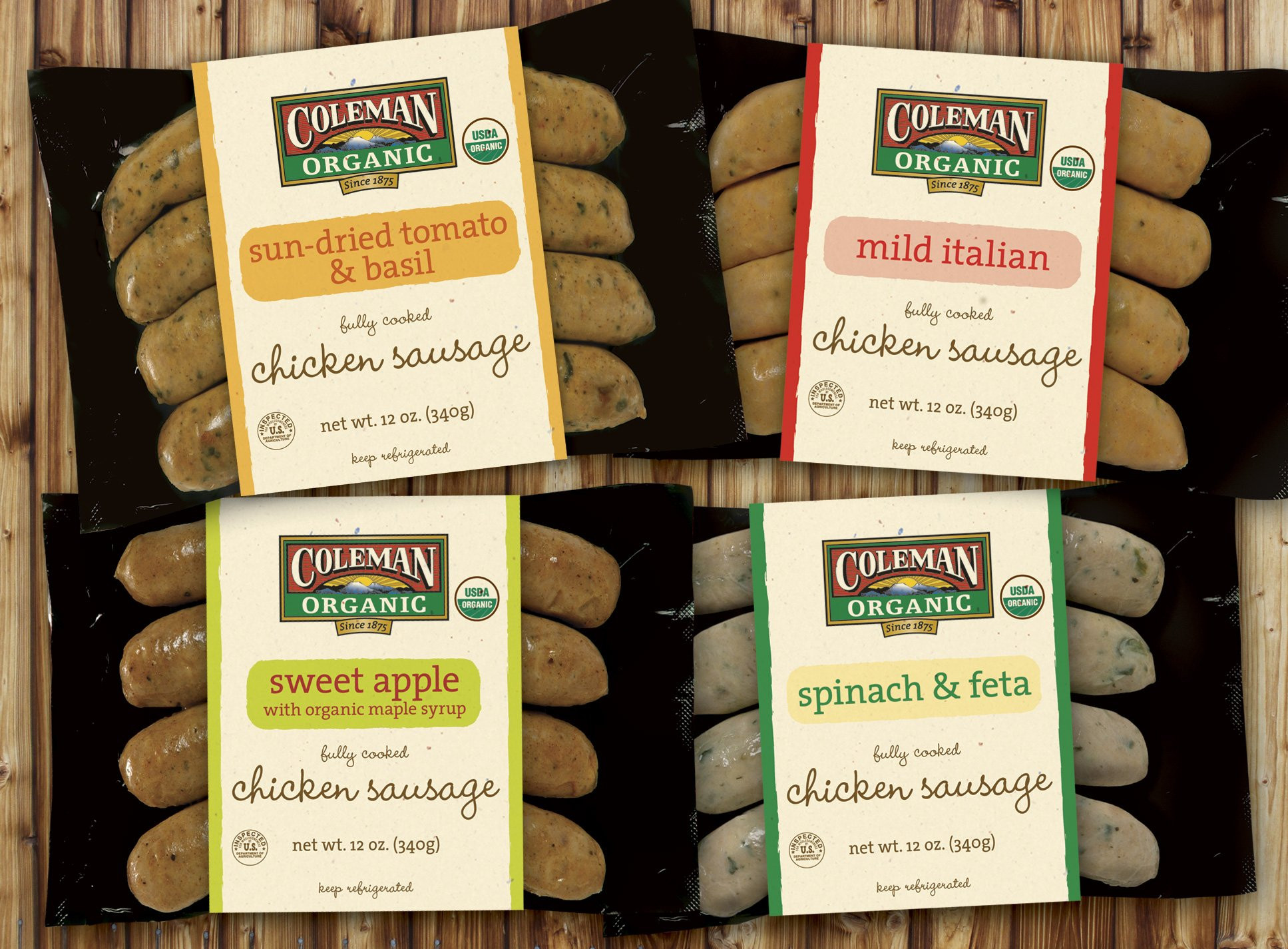 Bilinski'S Organic Chicken Sausage
 Coleman Organic sausage