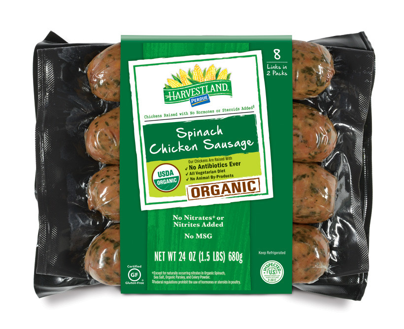 Bilinski'S Organic Chicken Sausage
 PERDUE HARVESTLAND Organic Spinach Chicken Sausage