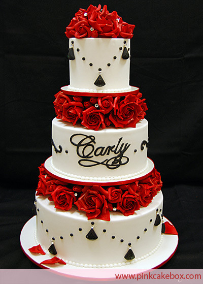 Black And Red Wedding Cakes
 e Stop Wedding Wedding Cake With Red Roses