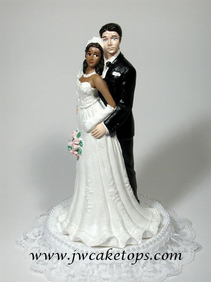 Black Groom White Bride Wedding Cake Toppers
 Details about African American Bride with Caucasian Groom