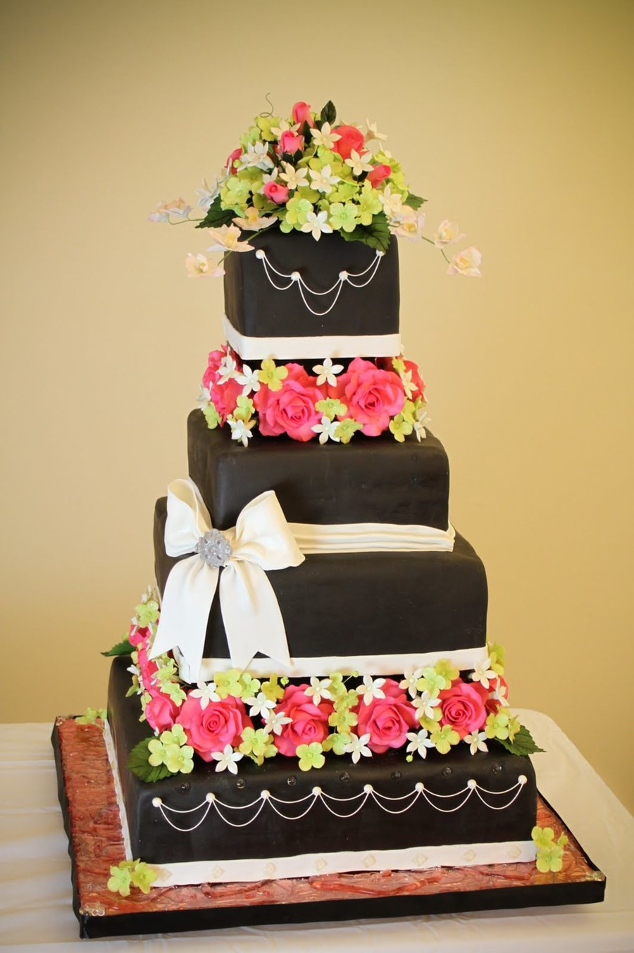 Black Wedding Cakes
 Black Wedding Cake With Gum Paste Flowers CakeCentral