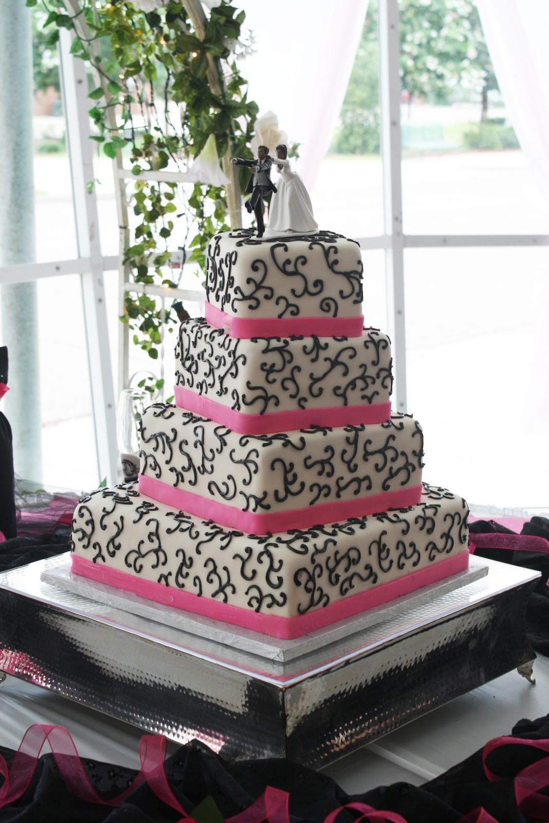 Black Wedding Cakes
 Hot Pink & Black Wedding Cake