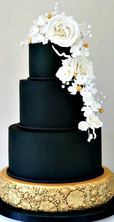 Black Wedding Cakes
 Black & Gold Wedding Cake