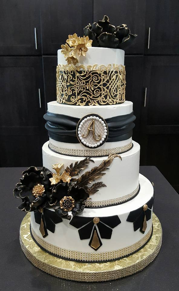 Black White And Gold Wedding Cakes
 Black and Gold Wedding Cake