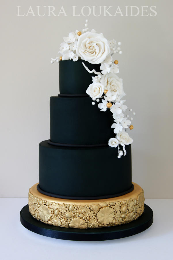 Black White And Gold Wedding Cakes
 Black & Gold Wedding Cake cake by Laura Loukaides