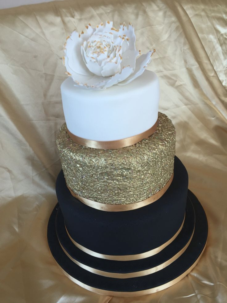 Black White And Gold Wedding Cakes
 Black gold and white wedding cake …