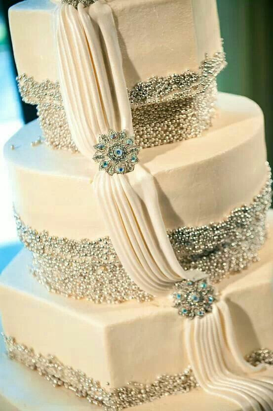 Blinged Out Wedding Cakes
 Jeweled wedding cake hours of labor in the dragees