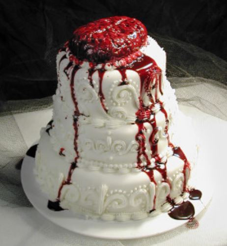 Bloody Wedding Cakes
 Bloody looking halloween wedding cake with bleeding brain