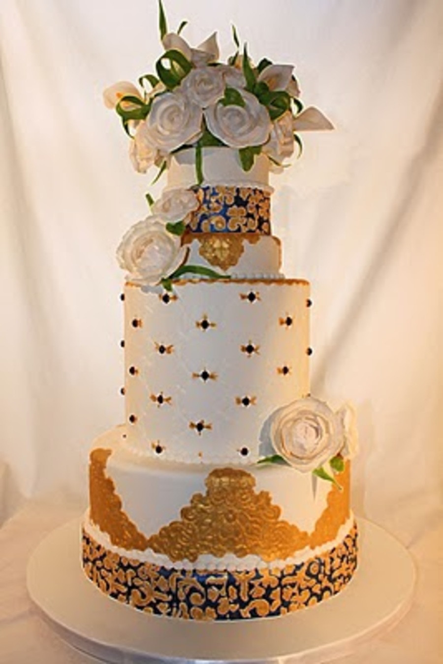 Blue And Gold Wedding Cakes
 Elegant Royal Blue And Gold Wedding Cake CakeCentral
