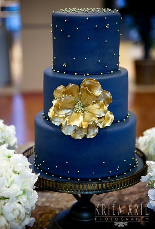 Blue And Gold Wedding Cakes
 Two Tier Blue Ombre Wedding Cake A Watercolor Wedding