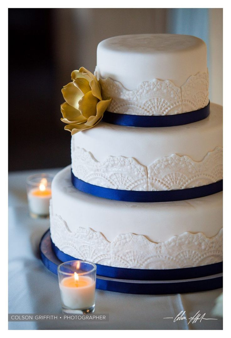 Blue And Gold Wedding Cakes
 Blue and gold wedding cake idea in 2017