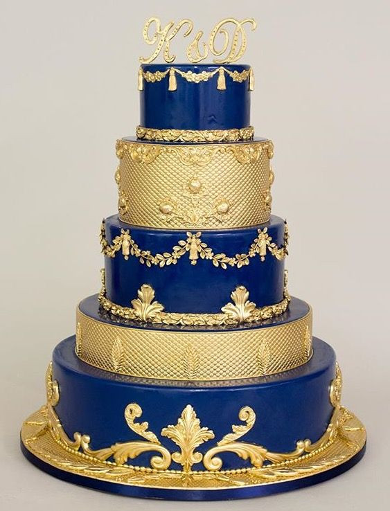 Blue And Gold Wedding Cakes
 Blue and gold Let Them Eat Cake in 2019