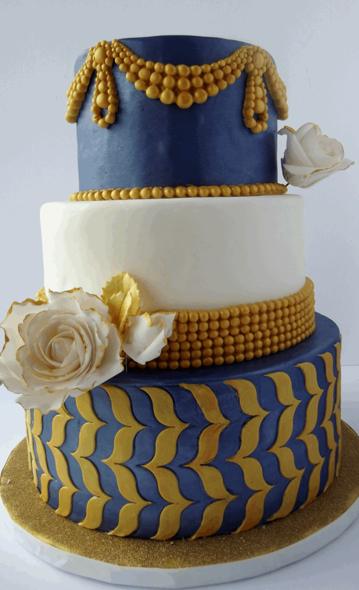 Blue And Gold Wedding Cakes
 Blue and Gold Wedding Cake Marvelous Molds