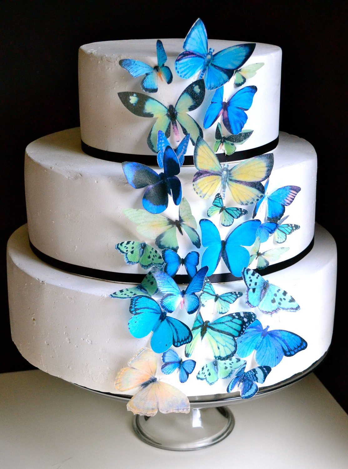 Blue And Green Wedding Cakes
 Wedding Cake Topper Blue and Green EDIBLE Butterflies Edible