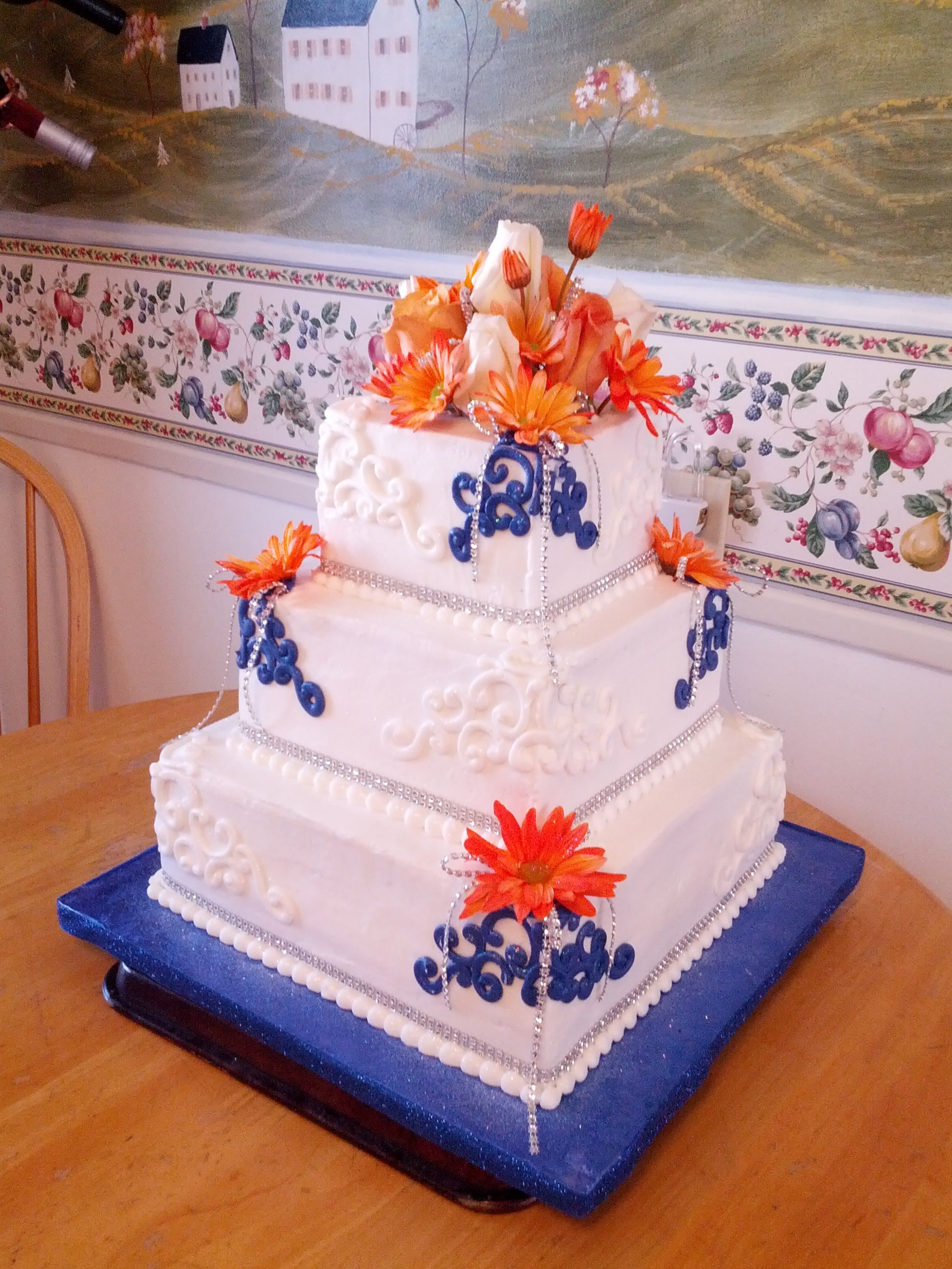 Blue And Orange Wedding Cakes
 Wedding cake Made for a good friend s daughter Her