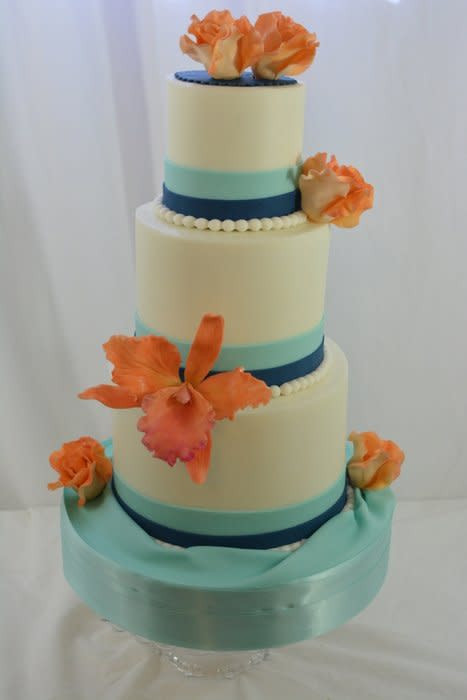 Blue And Orange Wedding Cakes
 Blue and Orange Wedding Cake cake by Sugarpixy CakesDecor