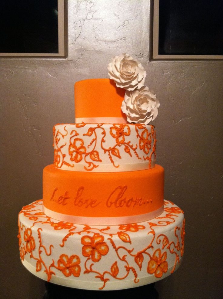 Blue And Orange Wedding Cakes
 Top 25 best Orange wedding cakes ideas on Pinterest