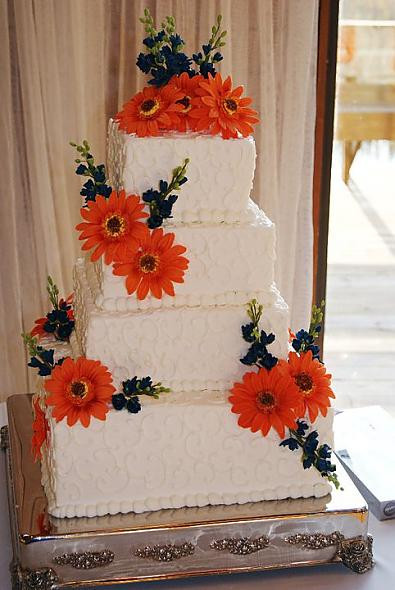Blue And Orange Wedding Cakes
 Keelee s blog orange blue daisy wedding cake phdserts It