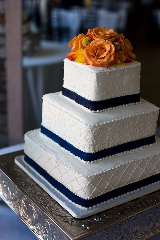 Blue And Orange Wedding Cakes
 Navy and Orange Jaclyn Parenteau