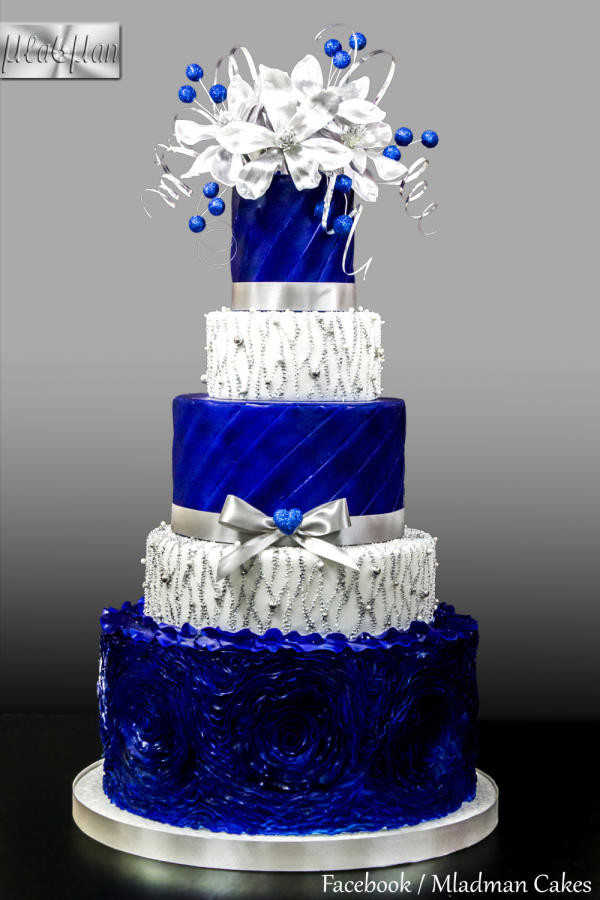 Blue And Silver Wedding Cakes
 Royal Blue Silver Wedding Cake cake by MLADMAN