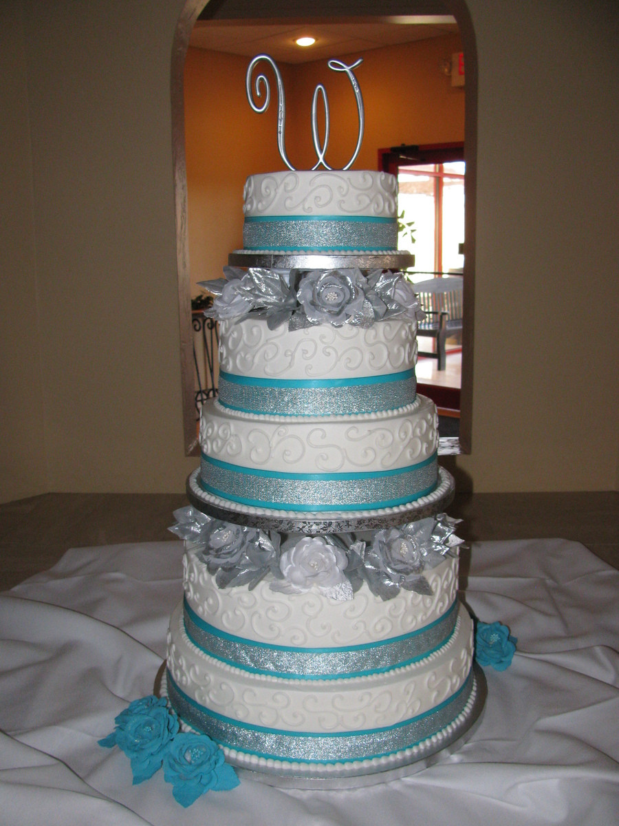 Blue And Silver Wedding Cakes
 Tiffany Blue And Silver Wedding Cake CakeCentral