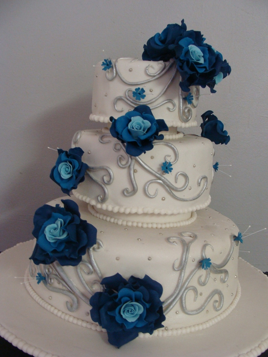 Blue And Silver Wedding Cakes
 Blue And Silver Wedding Cake CakeCentral