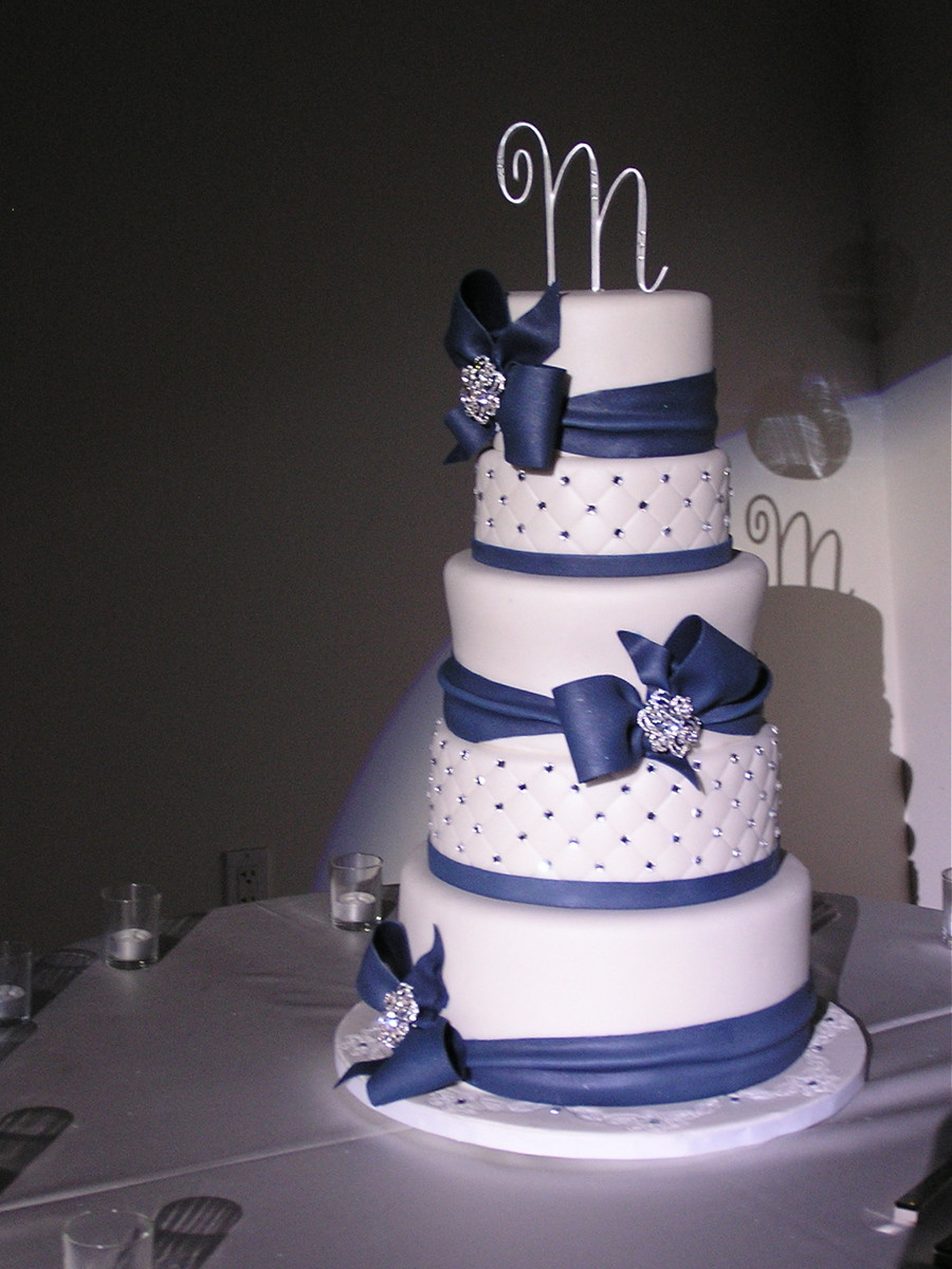 Blue And White Wedding Cake
 Navy Blue And White Wedding Cake CakeCentral