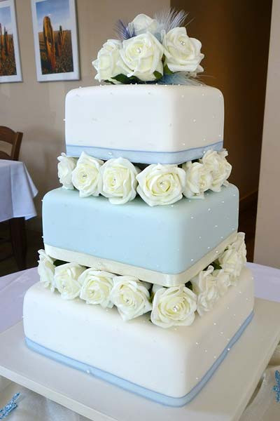 Blue And White Wedding Cake
 Wedding Cakes in Kent