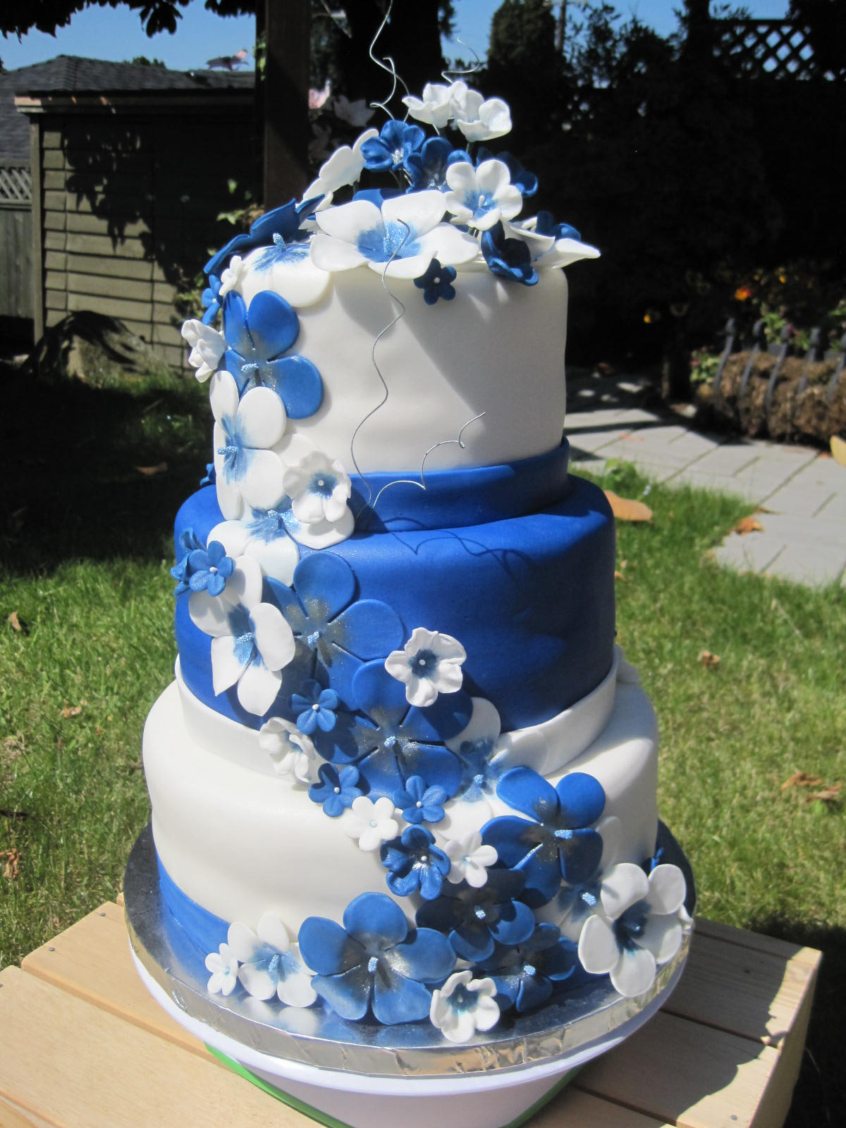 Blue And White Wedding Cake
 Blue and White Wedding Cake Mikaila s Cakes