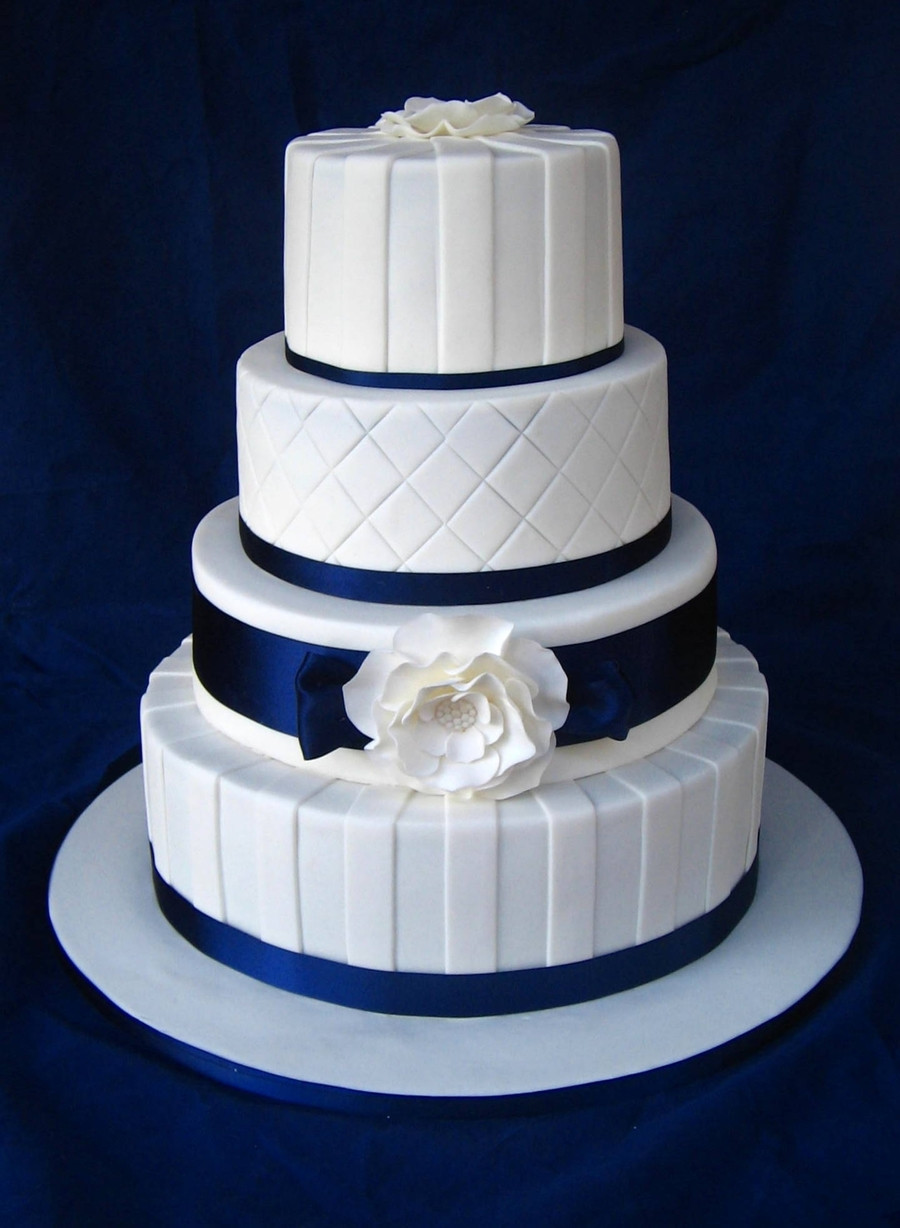 Blue And White Wedding Cake
 Navy & White Wedding Cake CakeCentral