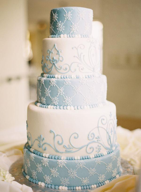 Blue And White Wedding Cakes
 Five Tier Round Blue And White Wedding Cake