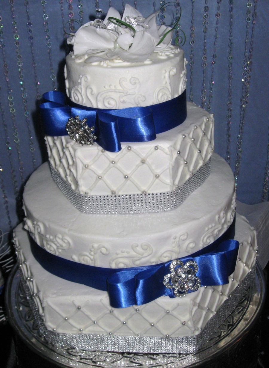 Blue Wedding Cakes
 Hexagon Royal Blue Wedding Cake CakeCentral
