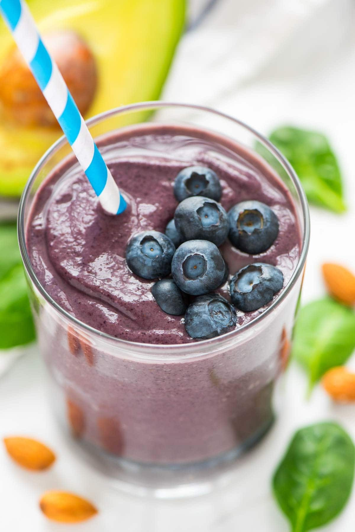 Blueberries Smoothies Healthy
 Blueberry Avocado Banana Smoothie Glowing Skin 