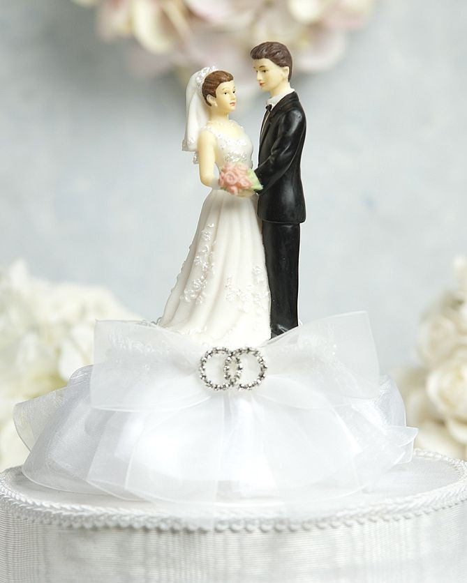 Bride And Groom Toppers For Wedding Cakes
 Rhinestone Rings Bride and Groom Cake Topper