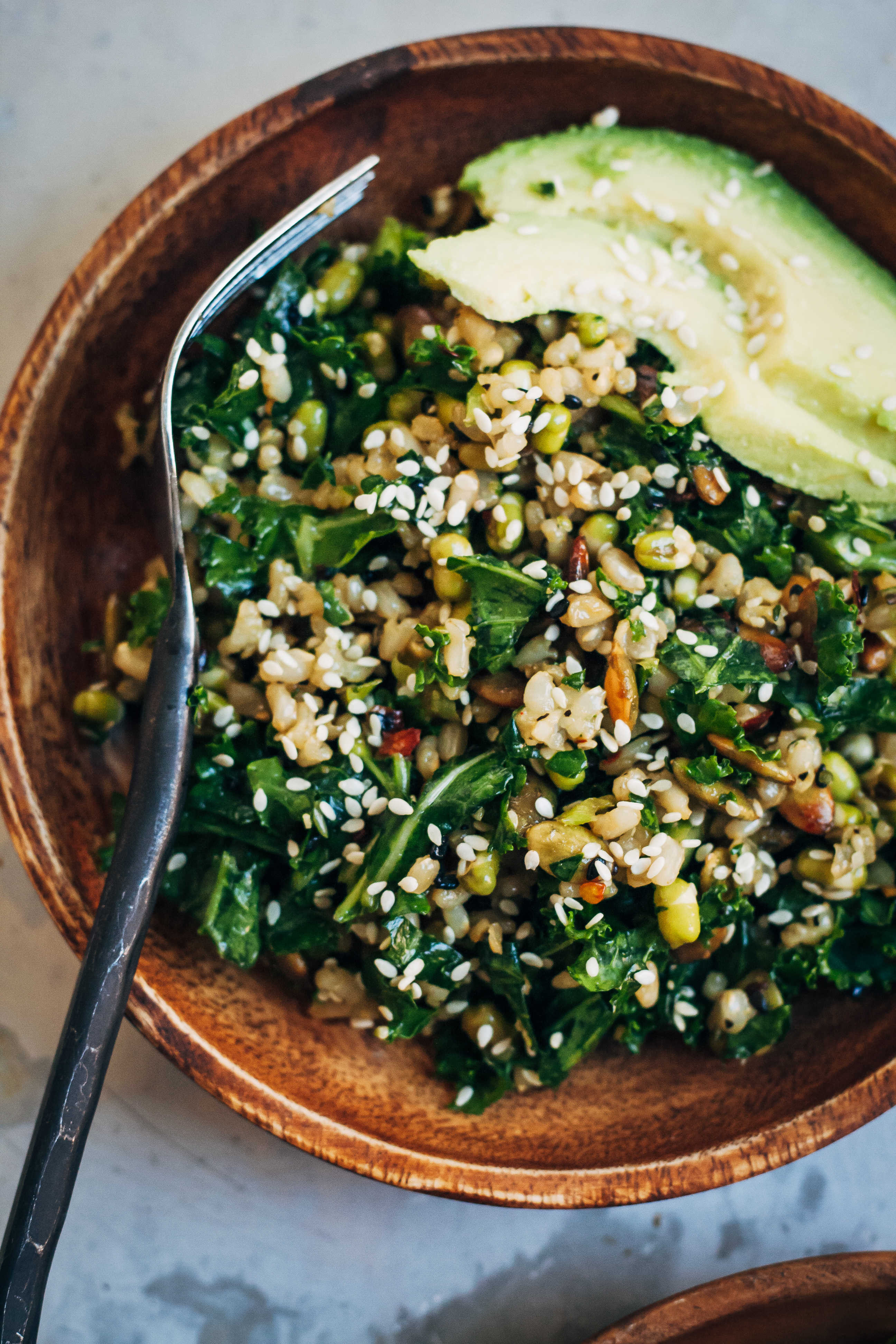 Brown Rice Healthy
 Healthy Brown Rice Salad w Kale Sesame Seeds