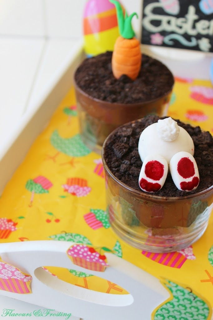 Brownie Easter Desserts
 Oreo Brownie Dessert Pots for Easter Fondant Bunnies and