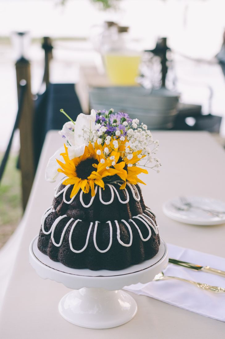 Bundt Wedding Cake
 Tiered Bundt Wedding Cake With Sunflower