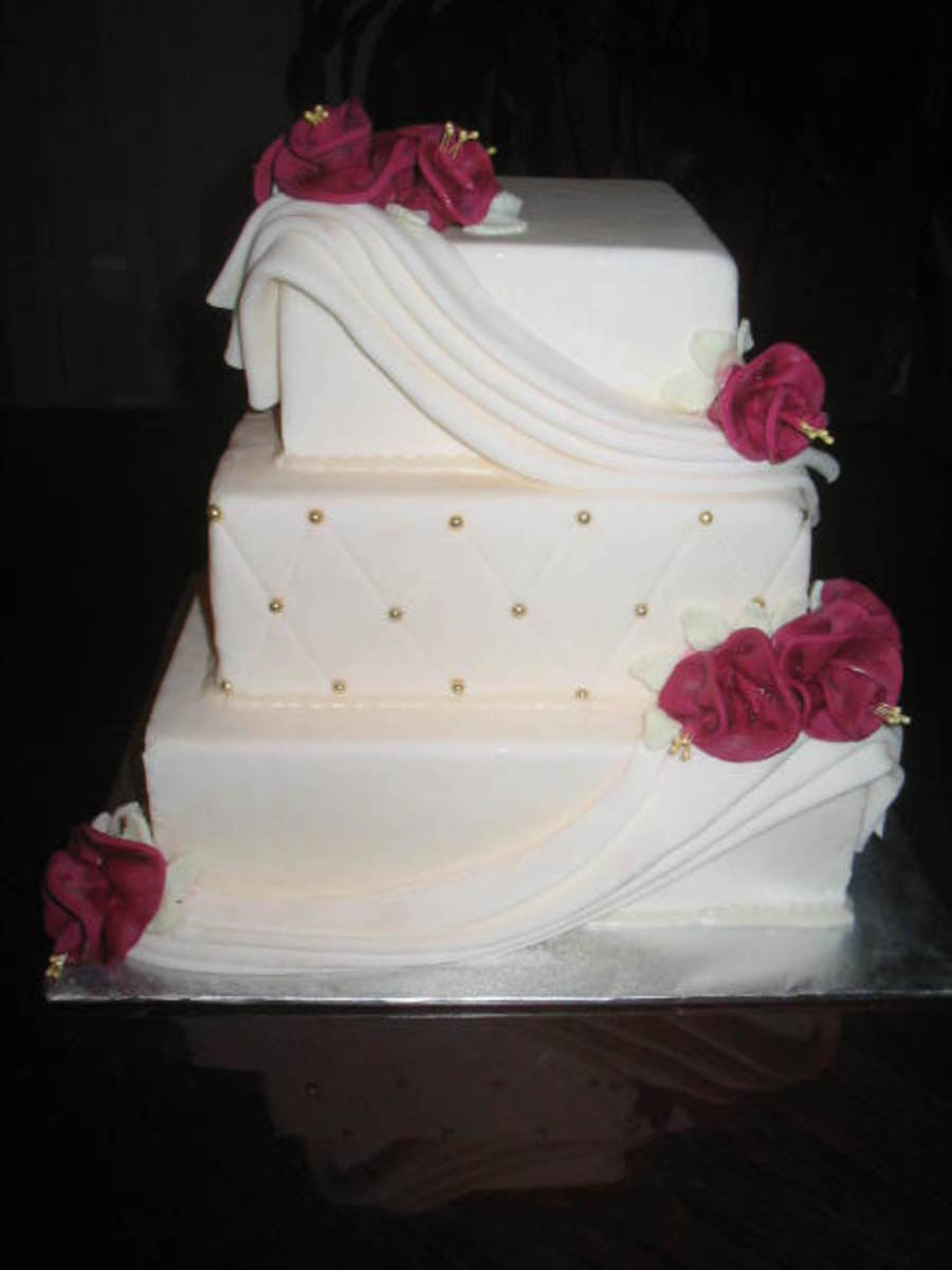 Burgundy And White Wedding Cake
 White And Burgundy Wedding Cake CakeCentral