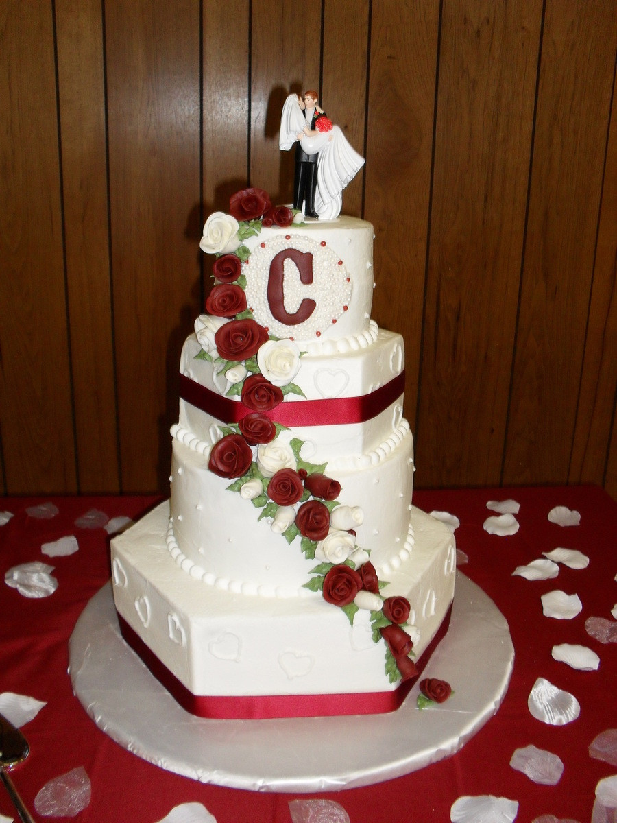 Burgundy And White Wedding Cake
 Burgundy And White Wedding Cake CakeCentral
