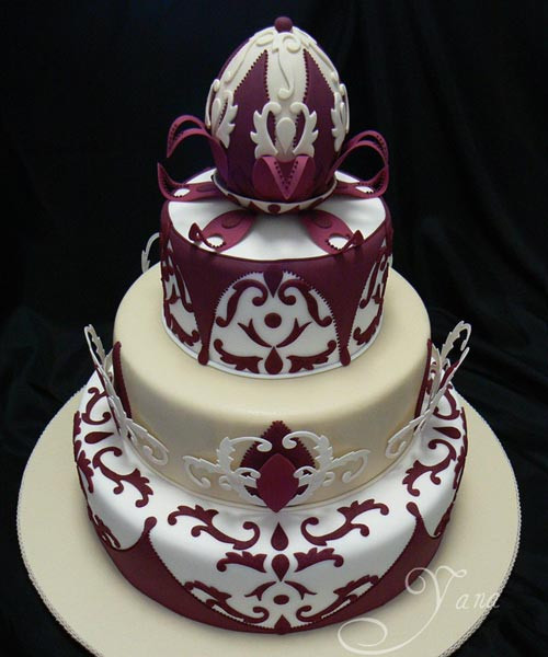 Burgundy Wedding Cakes
 Elegant Ivory Wedding Cakes