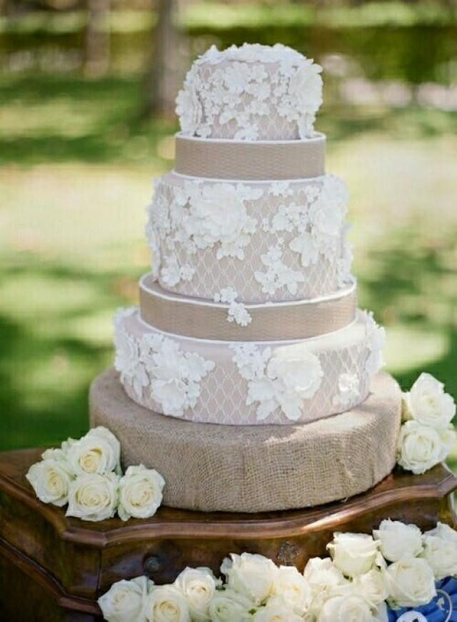 Burlap Wedding Cakes
 Rustic Wedding Burlap Lace Wedding Cake Weddbook