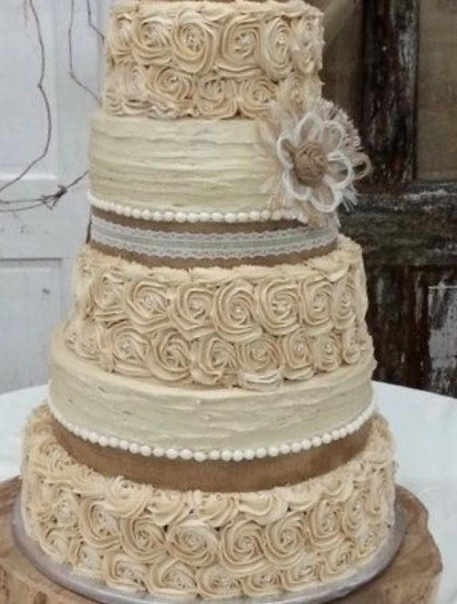 Burlap Wedding Cakes
 Rustic Wedding Cake Burlap Flower Farmhouse Southern