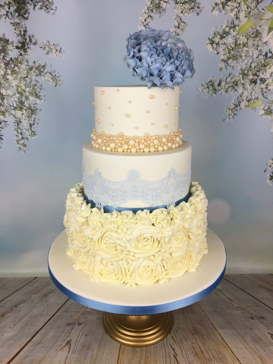 Buttercream Wedding Cakes
 Blue and cream buttercream rosette wedding cake Mel s