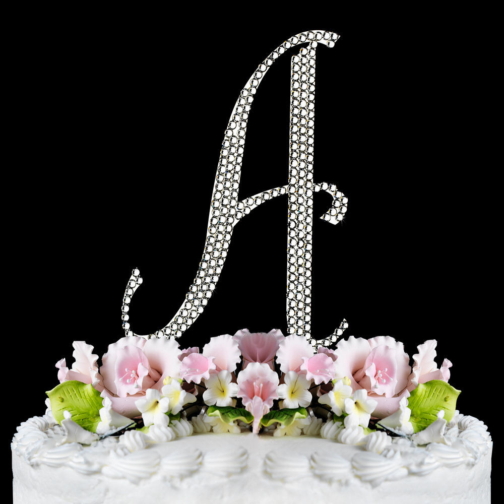 Cake Toppers For Wedding Cakes
 Silver Crystal Encrusted Anniversary Wedding Cake Topper