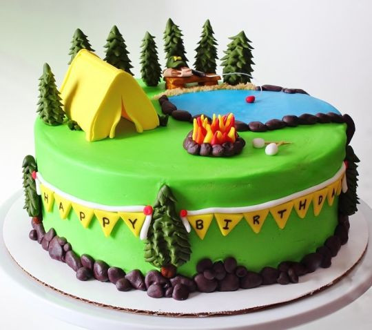 Camping Themed Birthday Cake
 Camping Themed Cake cake by Fairycakesbakes CakesDecor