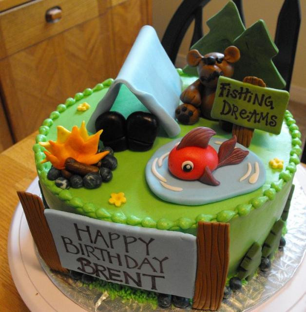 Camping Themed Birthday Cake
 e best things in life are free camping anyone