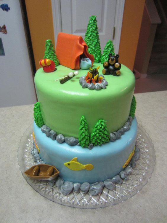 Camping Themed Birthday Cake
 Southern Blue Celebrations CAMPING THEMED CAKES CUPCAKES