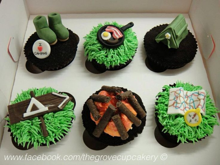 Camping Themed Cupcakes
 Southern Blue Celebrations CAMPING THEMED CAKES CUPCAKES