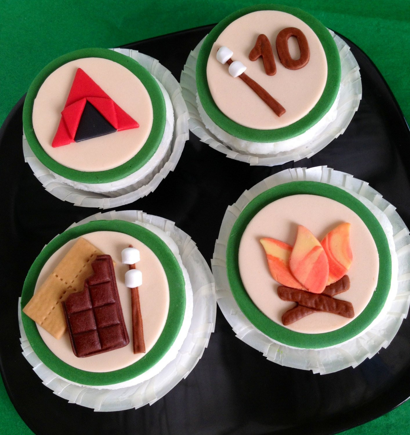 Camping Themed Cupcakes
 Camping Themed Cupcake Toppers by FondantFantasy on Etsy